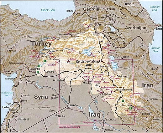 Das Siedlungsgebiet der Kurden ist annhernd so gro wie Deutschland und liegt auf dem Territorium der Trkei, Syriens des Irak und des Iran