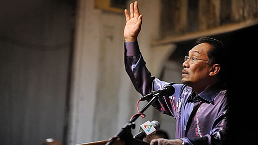 Bekommt Zulauf von Wählern der Mittelklasse und von Minderheiten: Malaysischer Oppositionspolitiker Anwar Ibrahim. Foto: didiz rushdi
